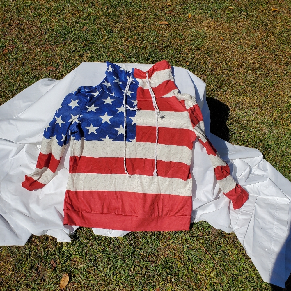 Cowl neck American flag top